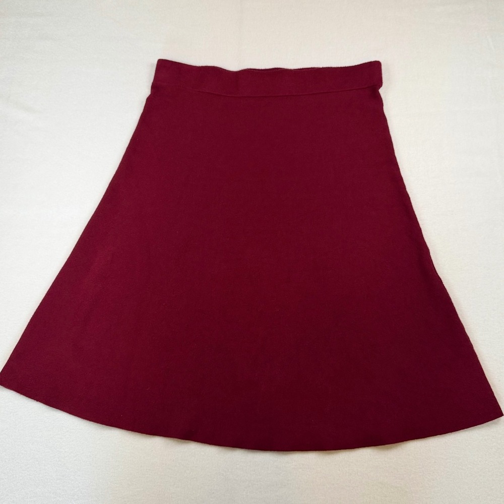 Liz Claiborne Burgundy Knit A-Line Skirt Wine Red Pull On Midi Skirt Large